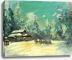 Постер Коровин Константин Тройка проезжает мимо общежития ночью