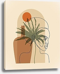 Постер Женский силуэт на фоне тропиков