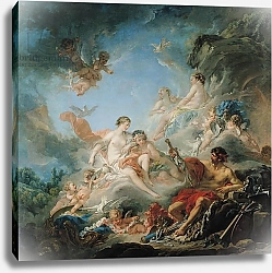 Постер Буше Франсуа (Francois Boucher) The Forge of Vulcan, or Vulcan presenting arms for Aeneas to Venus, tapestry cartoon, 1757