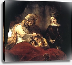 Постер Рембрандт (Rembrandt) Иаков благословляет сыновей Иосифа Манассию и Ефрема (портреты Петра Скривериуса, Вилелма Схрейвера,