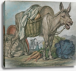 Постер Супервилле Давид Нагружающий осла овощами, за которым Давид и Авигея