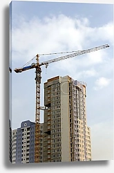 Постер Многоэтажное здание и подъемный кран