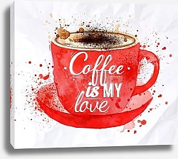 Постер Красная чашка кофе со взбитыми сливками