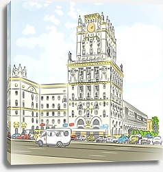 Постер Цветной эскиз центра города