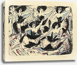 Постер Кирхнер Людвиг Эрнст Пять танцовщиц при параде. - Пять танцовщиц на шпагате