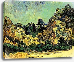 Постер Ван Гог Винсент (Vincent Van Gogh) Горы в Сен-Реми и темный дом