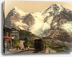 Постер Швейцария. Долина Венгернальп, железнодорожная станция в горах