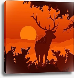 Постер monotonic illustration of an elk