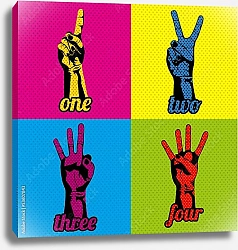 Постер Номера и руки в стиле поп-арт