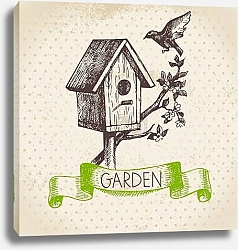 Постер Иллюстрация со скворечником