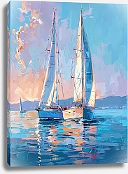 Постер Two boats at sunrise