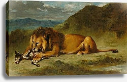 Постер Неизвестен Лев, пожирающий козу