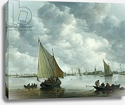 Постер Гойен Ян Fishingboat in an Estuary, 1655