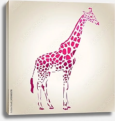 Постер Розовый силуэт жирафа