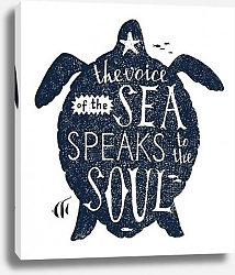 Постер Надпись в силуэте черепахи the voice of the sea speaks to the soul