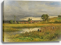 Постер Гийем Антуан Landscape with Village and River