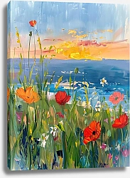 Постер Seashore dreams: poppies and daisies