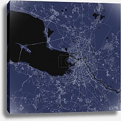 Постер План Санкт-Петербурга, Россия, в чёрно-синем цвете