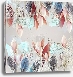 Постер Пастельные розовые цветы и листья