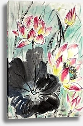 Постер drawing of a blossoming lotus
