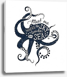 Постер Плакат с силуэтом осьминога и надписью 