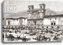 Постер Школа: Испанская 19в. The Cathedral, Plaza de la Independencia aka La Plaza Grande, Quito, Ecuador
