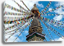 Постер Непал. Флаги на буддистском храме