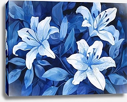 Постер White lilies in blue