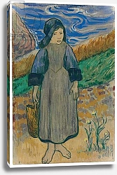Постер Гоген Поль (Paul Gauguin) Young Breton Girl by the Sea; Jeune Bretonne au bord de la mer, 1889