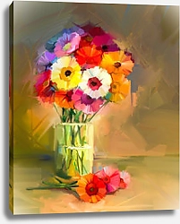 Постер Красочный букет цветов в стеклянной вазе