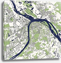Постер План города Нижний Новгород, Россия, в синем цвете