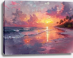 Постер Beach in pink haze