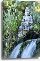 Постер Статуэтка будды на берегу ручья 2