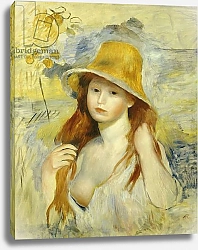 Постер Ренуар Пьер (Pierre-Auguste Renoir) Young Girl with a Straw Hat, 1884