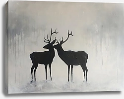 Постер Tranquil twilight: deer duo delight