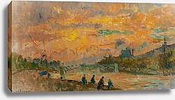 Постер Лебур Альбер Мост Святых Отцов В Париже, Заходящее Солнце