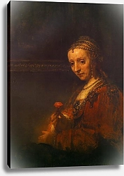 Постер Рембрандт (Rembrandt) Портрет женщины с алой гвоздикой
