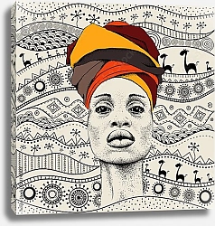 Постер Узор с африканкой в тюрбане