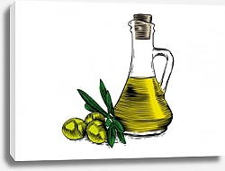 Постер Оливки с листьями и маслом