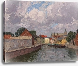 Постер Зофф Альфред A Canal with Boats before a Town