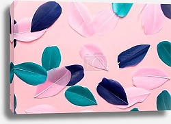 Постер Черные, белые и золотые листья фикуса на белом фоне