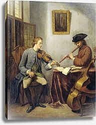 Постер Квинхард Джулиус A Violinist and a Flutist Playing Music together