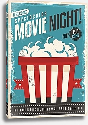 Постер Ночь кино, винтажный плакат для кинотеатра