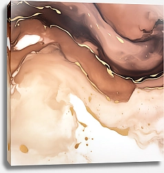 Постер Abstract brown with gold ink art 6