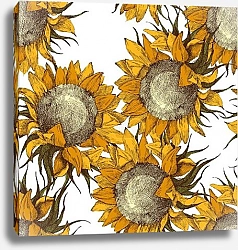 Постер seamless ornament with sunflowers