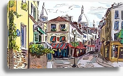 Постер Улица Монмартр, Париж — живописные уголки столицы любви