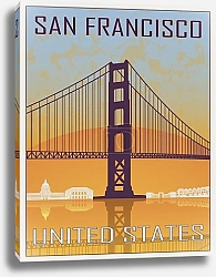Постер Сан-Франциско: Золотые ворота на закате