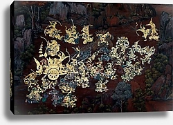 Постер Картина Рамаяна на стене в храме Таиланда #11