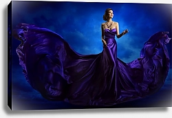 Постер Модное синее платье для женщин