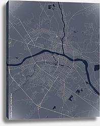 Постер План города Тверь, Россия, в синем цвете